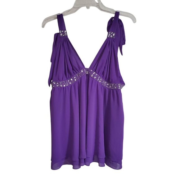 Vintage Y2K Victoria's Secret Purple Silver Halter Strappy Silk Top - Large - Picture 1 of 8